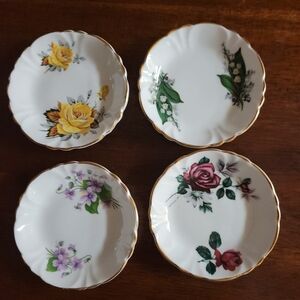 Princess House Floral Accent Plates Set - Yellow, Green, Purple, Red